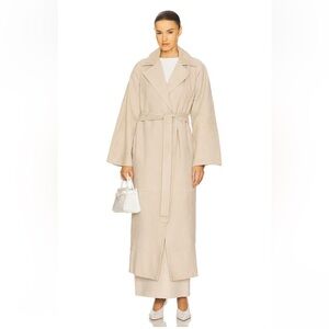 L'Academie Marianna Kofi Suede Trench Coat Beige Gray maxi Revolve $668 M as is